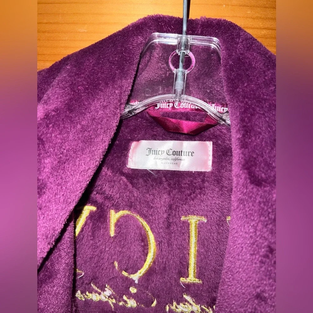 Juicy Couture Plush Luxury Purple Robe L/XL - Picture 4 of 5